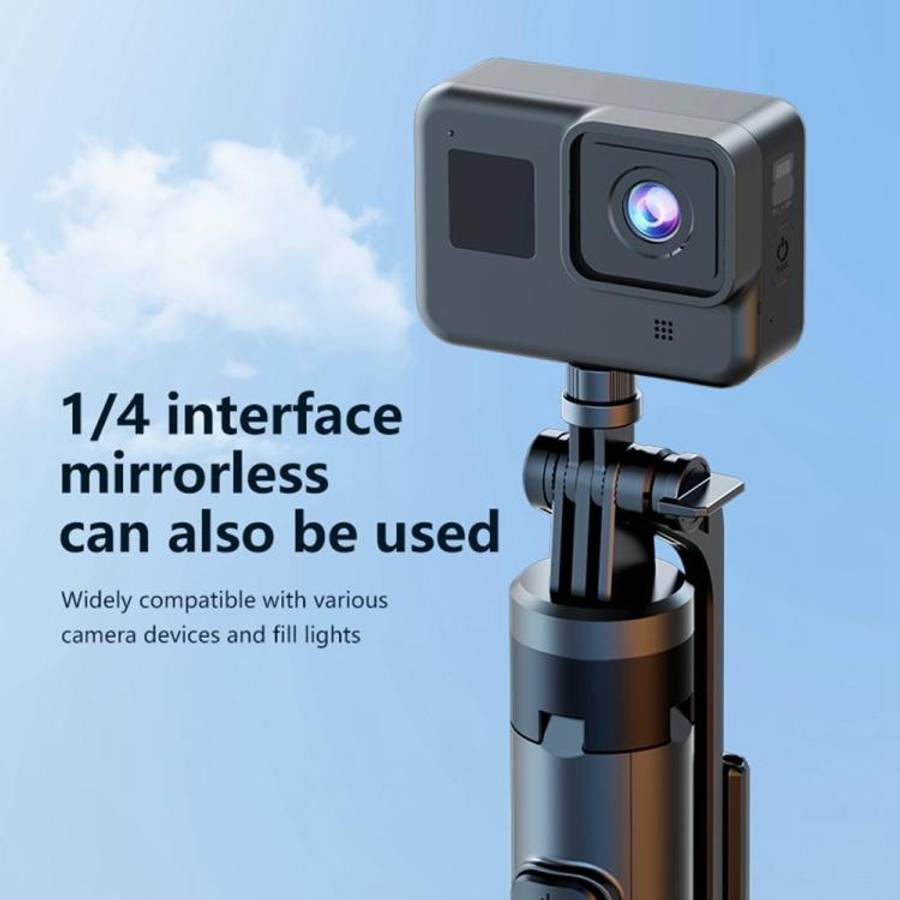 K27 Smartphone Extendable Live Streaming 4-Leg Stand Bluetooth Selfie Stick(Black)