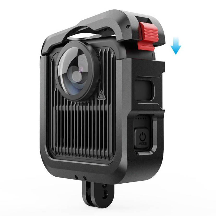 For GoPro MAX2 Aluminum Alloy Camera Cage Protection Frame with Dual Cold Shoes