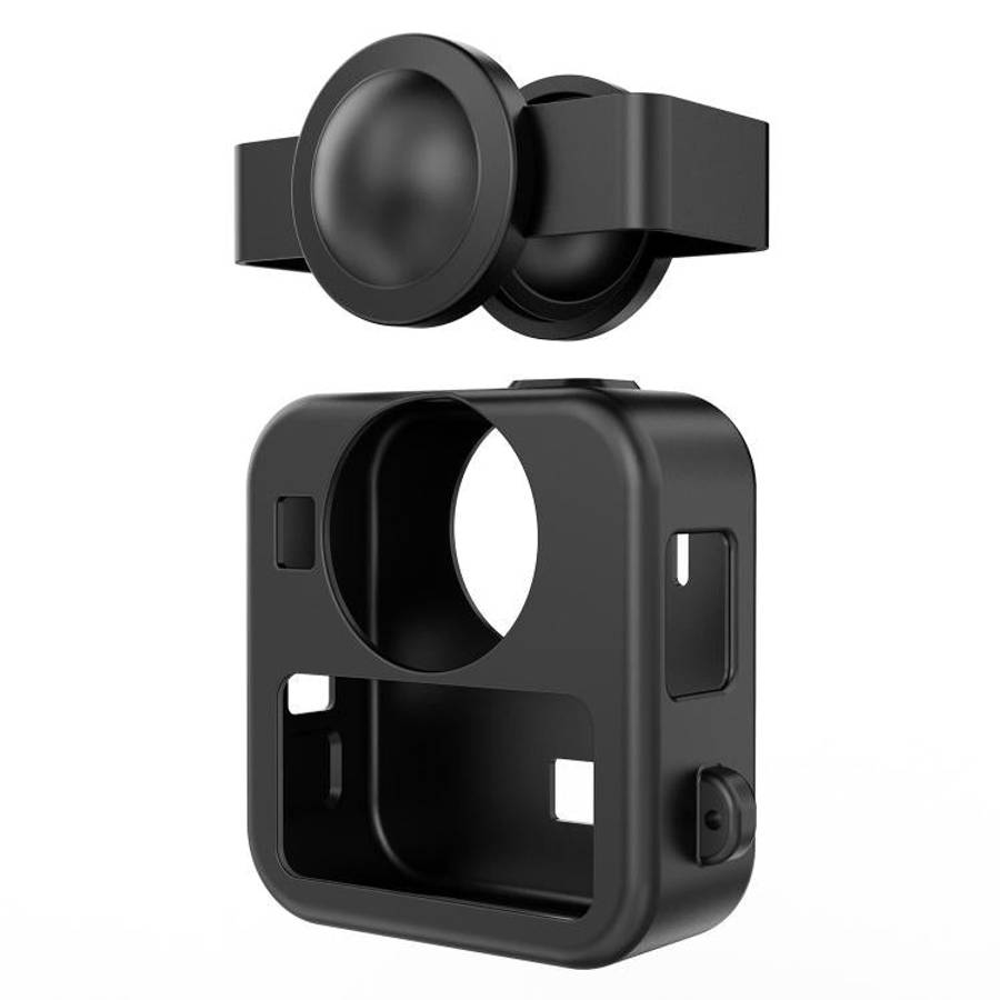 For GoPro MAX2 Body Silicone Protective Shell with Dual Lens Caps Cover & Strap & Battery Side Cover
