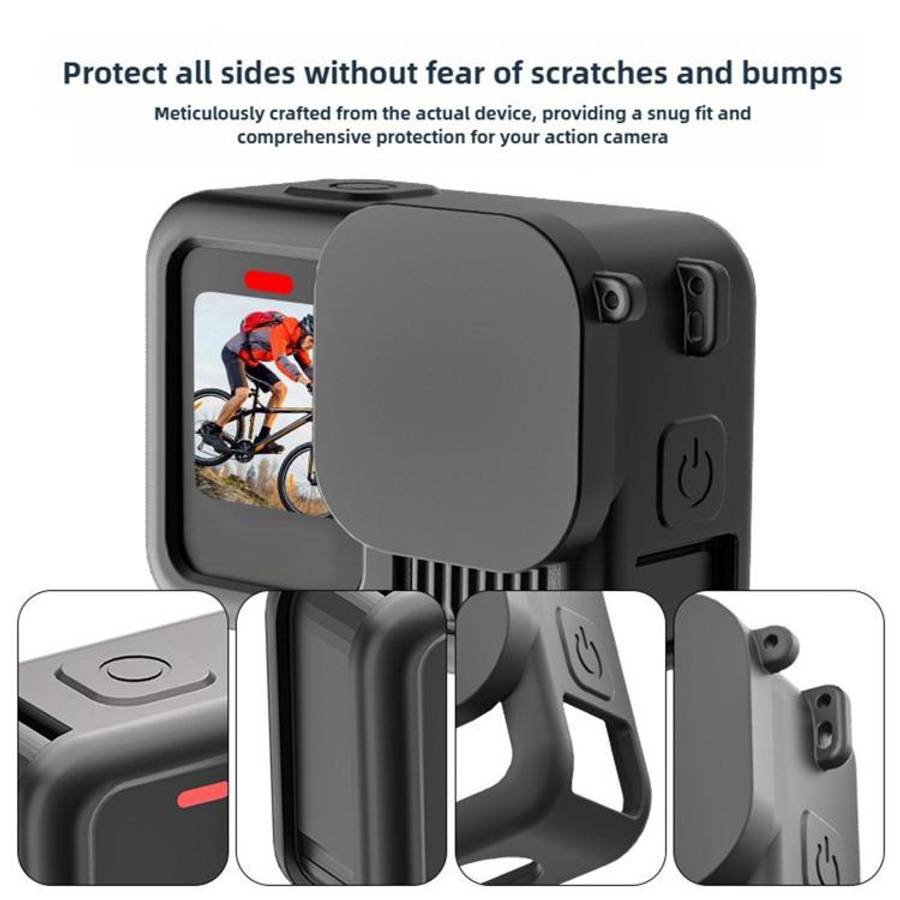 For GoPro HERO13 Black Silicone Protective Cover with Wrist Strap & Lens Cover & Side Interface C...