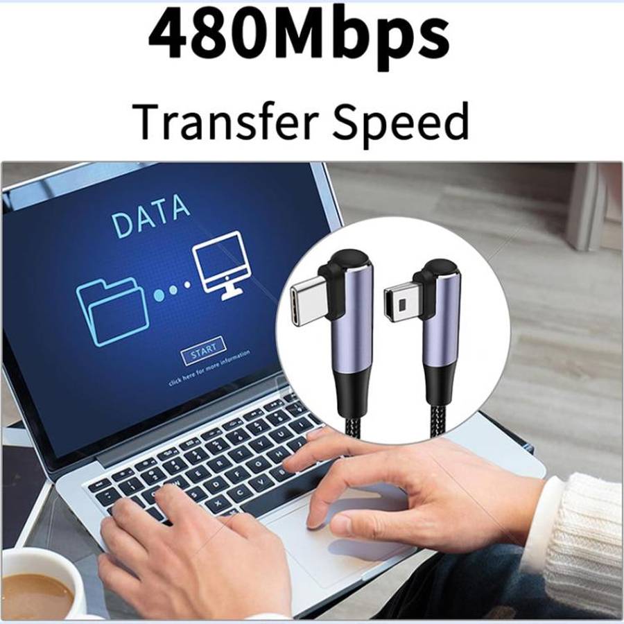 ENKAY 90 Degree USB C / Type-C to Mini USB 2.0 Charging Cord Data Cable For Digital Cameras / MP3...