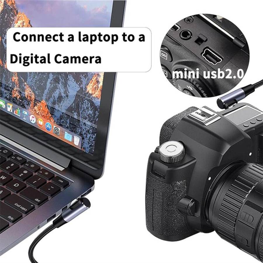 ENKAY 90 Degree USB C / Type-C to Mini USB 2.0 Charging Cord Data Cable For Digital Cameras / MP3...