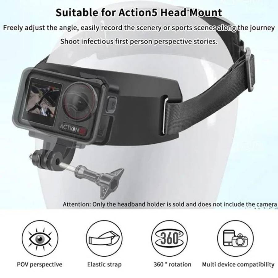 For DJI Action 5 Pro / 4 / 3 Hands-Free Driving Recorder & Sports Camera Mount Head Strap Headban...