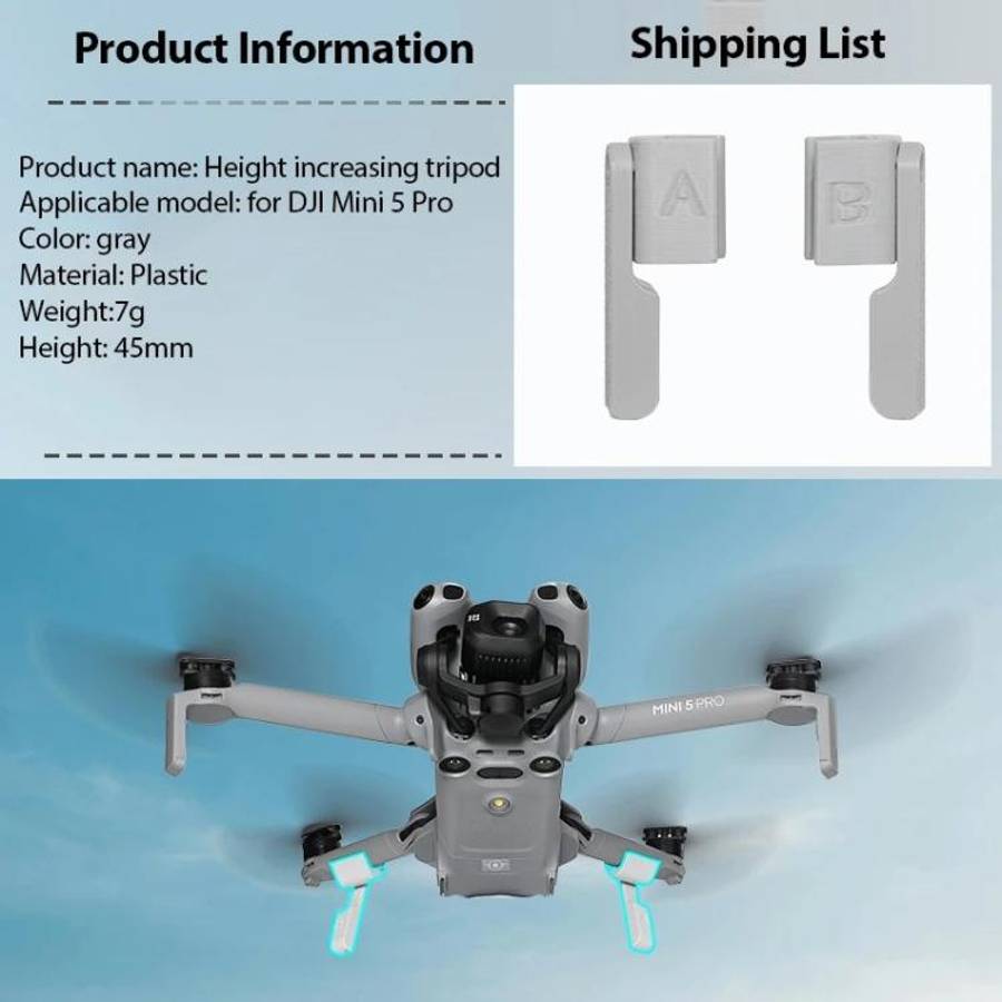 For DJI Mini 5 Pro Foldable Non-Detachable Landing Gear Extender
