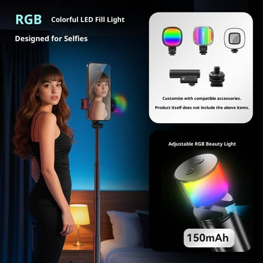 P24-D Live Streaming Anti Shake Extendable Selfie Stick Portable Phone Tripod Stand with Fill Light