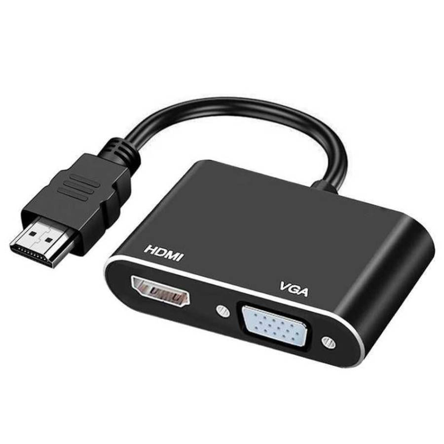 2 in 1 HDMI to VGA and HDMI Adapter For Windows / Mac Os / Linux Plug & Play