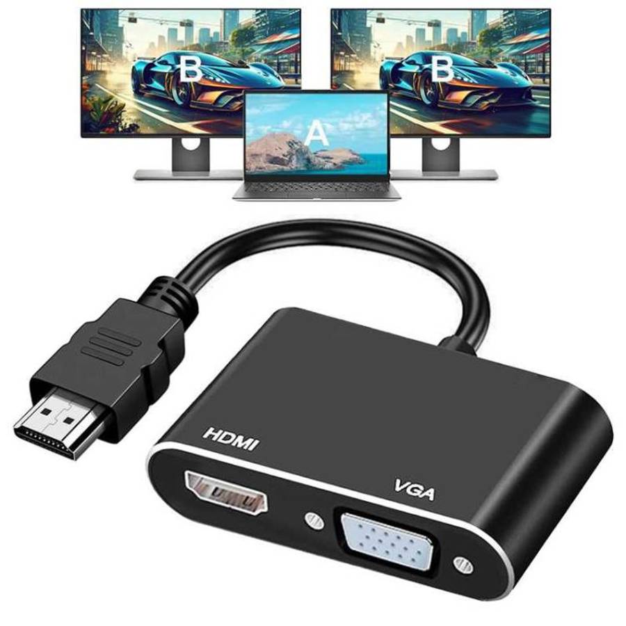 2 in 1 HDMI to VGA and HDMI Adapter For Windows / Mac Os / Linux Plug & Play