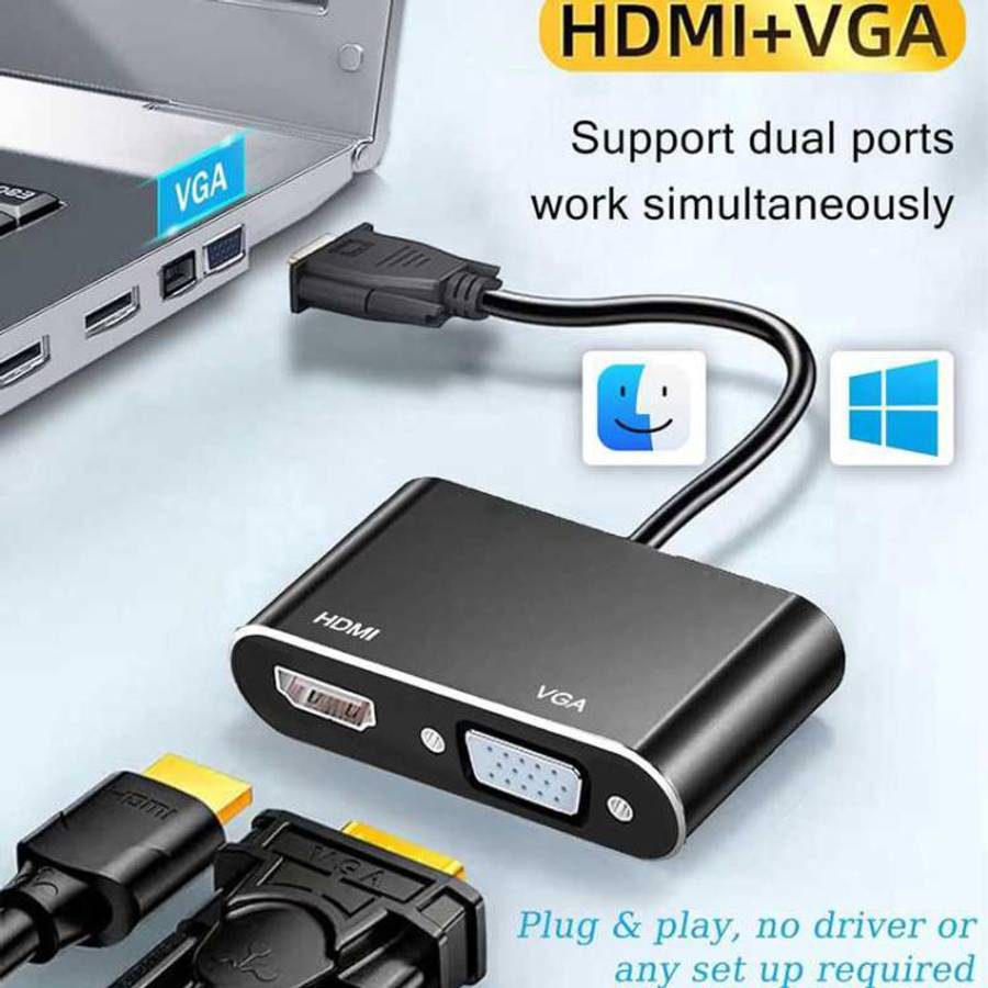 2 in 1 VGA to HDMI Adapter Splitter
