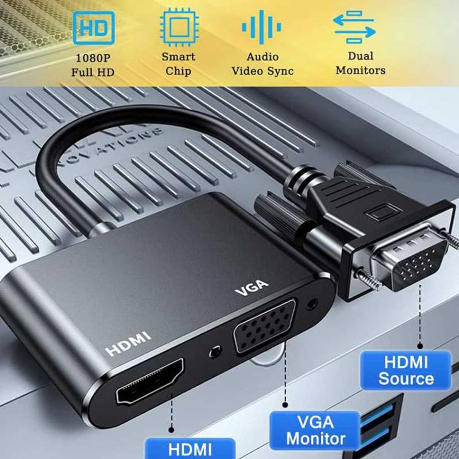 2 in 1 VGA to HDMI Adapter Splitter