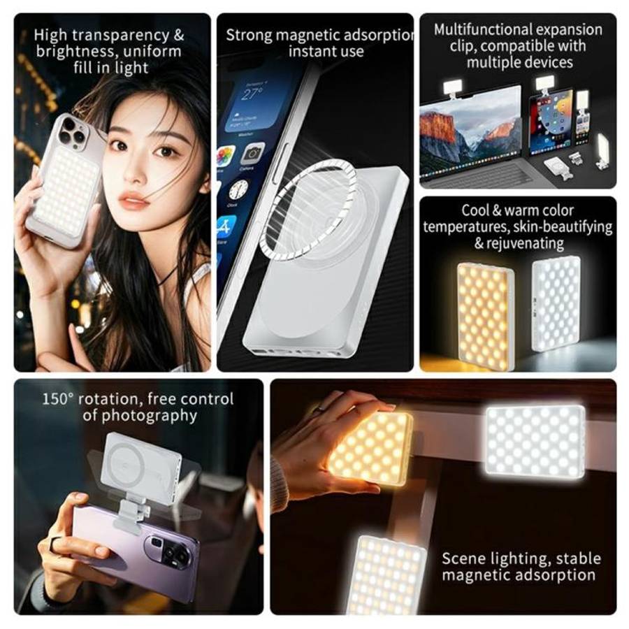 V22A For Phone Camera Live Streaming 4W Power Portable Pocket 80 LED Light MagSafe Magnetic Fill ...