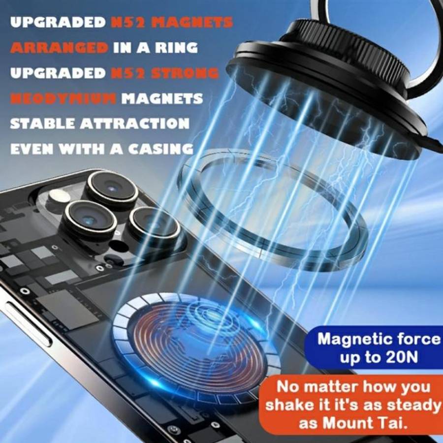 K8 RGB Light 15W Wireless Car Charger 3-Fold Rotatable Magnetic Phone Holder