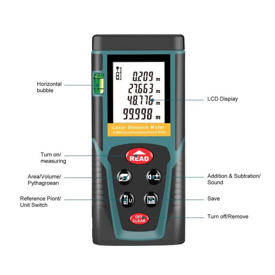 RZG80 80M Laser Distance Meter Handheld Portable Laser Measuring Tool