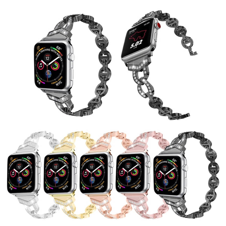 8-shaped VO Diamond-studded Solid Stainless Steel Wrist Strap Watch Band for Apple Watch Series 3...