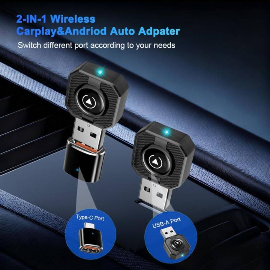 M32 CarPlay / Android Auto Vehicles Wired to Wireless Converter 2 in 1 AI Box Wireless Car Adapter