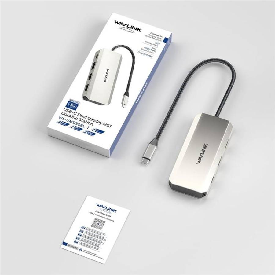 WAVLINK UMD308L Laptops HD / DP / 100W PD Ports Triple 4K Docking Station USB-C Hub Adapter