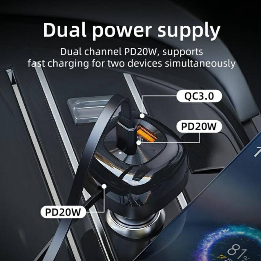 K10 Multi Port Fast Charging Cigarette Lighter PD 20W QC3.0 Dual Output Car Charger