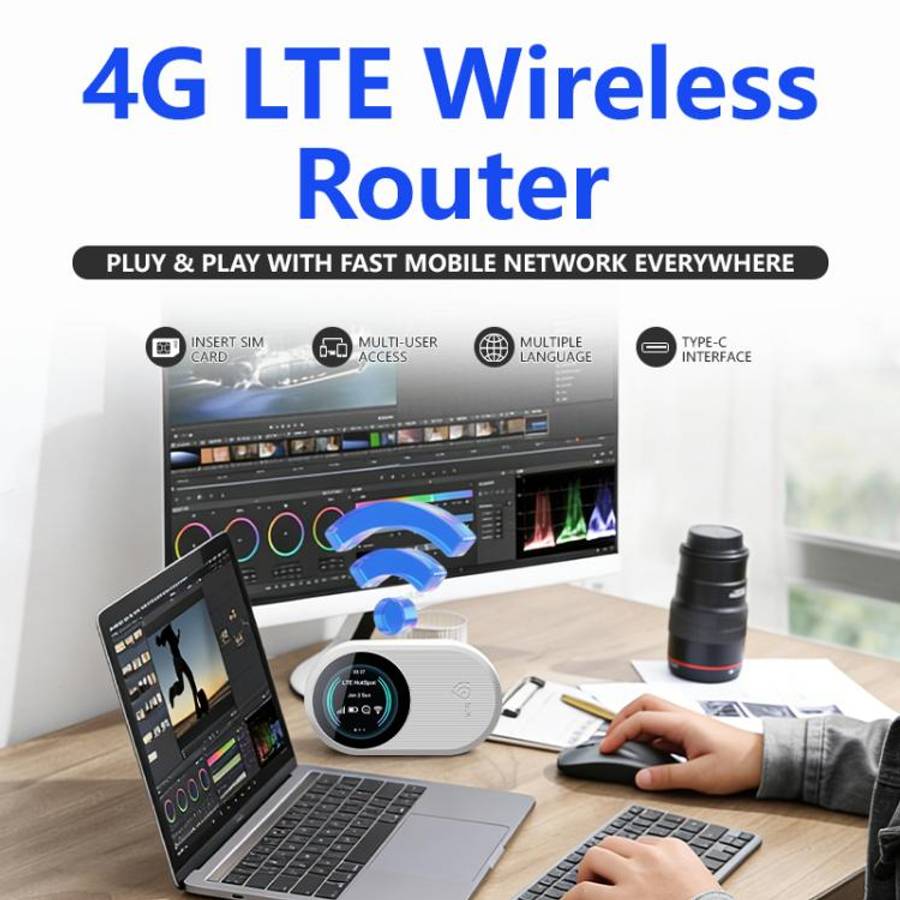 M10 Pro 4G LTE WiFi 6 Portable Wireless Router Mobile Hotspot with Color OLED Display(White)