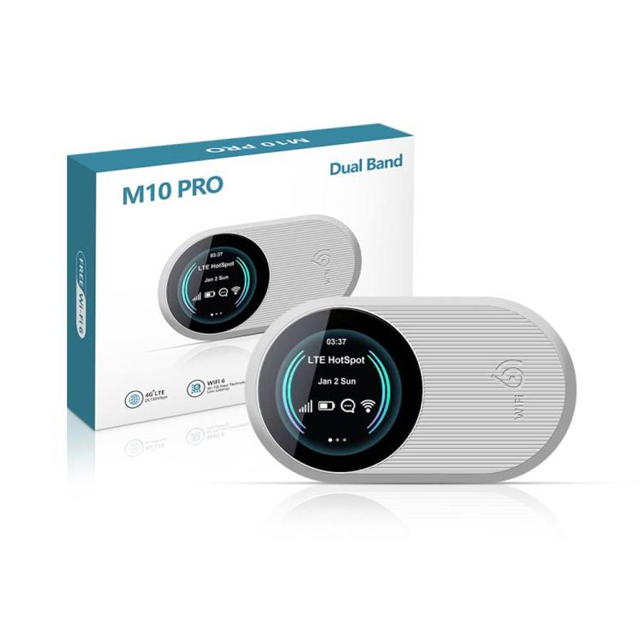 M10 Pro 4G LTE WiFi 6 Portable Wireless Router Mobile Hotspot with Color OLED Display(White)