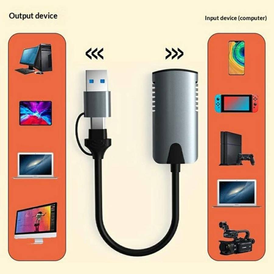 HU-04A 1080P 60Hz HDMI to Type-C / USB 2 in 1 Video Capture Card