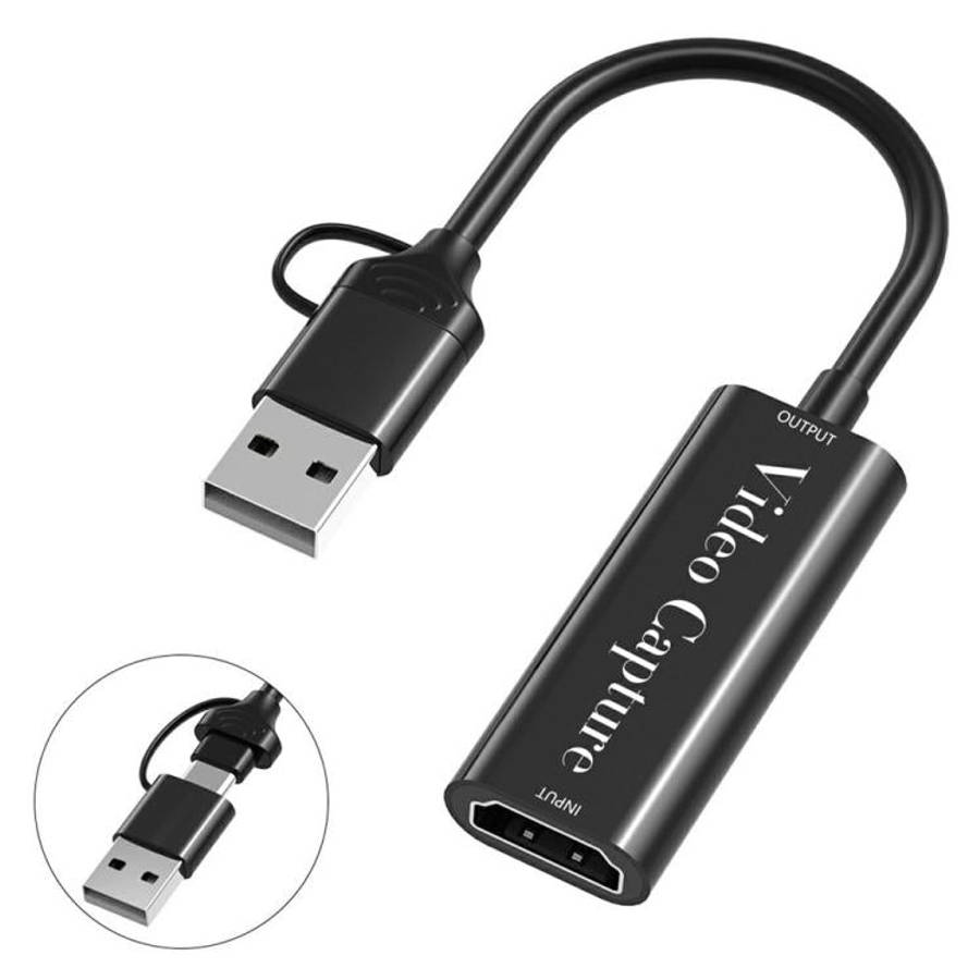 HU-02A Live Streaming Adapter Cable HDMI to USB / Type-C 2 in 1 Video Capture Card
