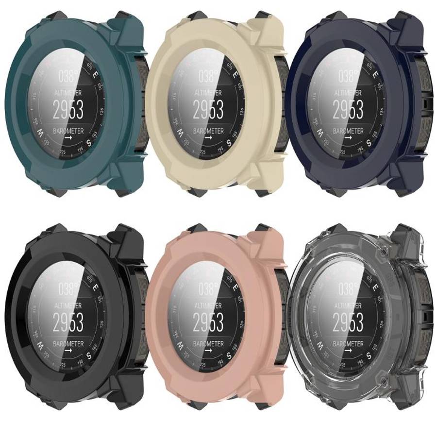 For Garmin Instinct 3 AMOLED / Solar 45mm Tempered Film Integrated PC Watch Protective Case(Trans...