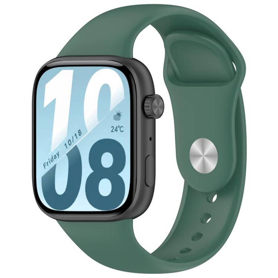For Honor Watch X5i Reverse Buckle Solid Color Silicone Watch Band(Dark Green)