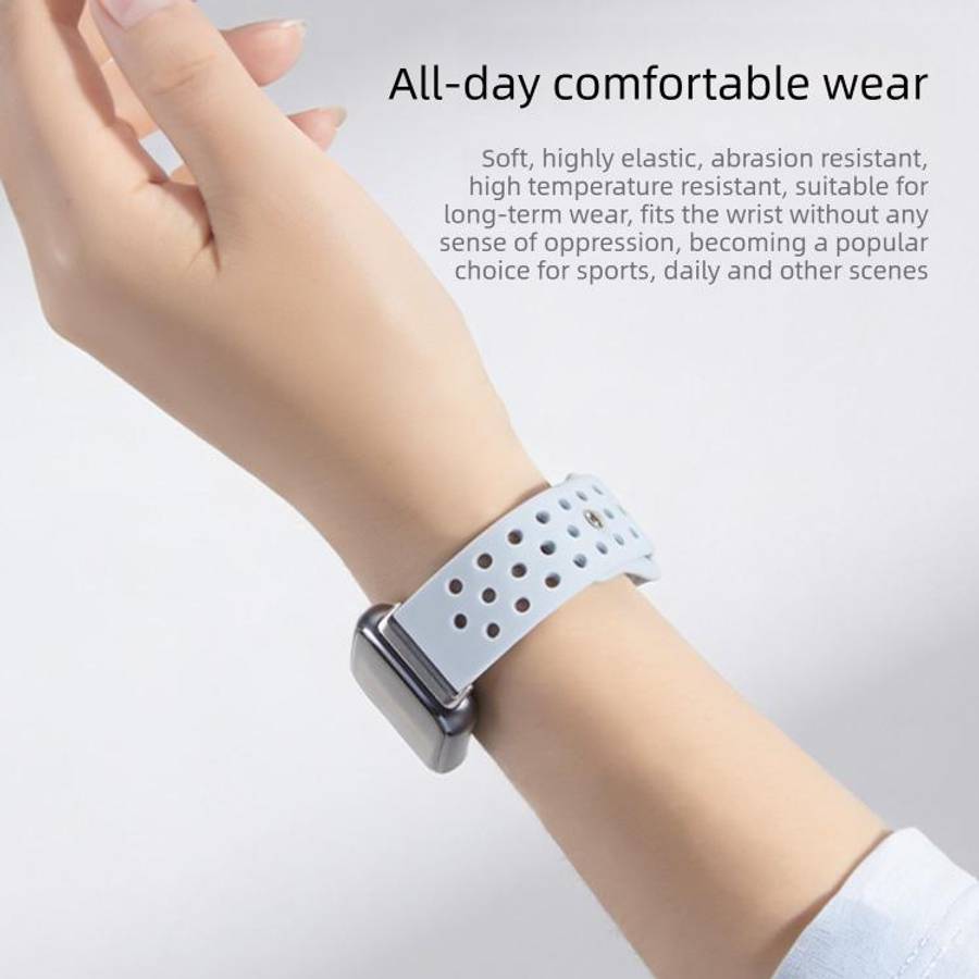 For Huawei Band 11 / Band 11 Pro Perforated Design Solid Color Reverse Buckle Silicone Watch Band...