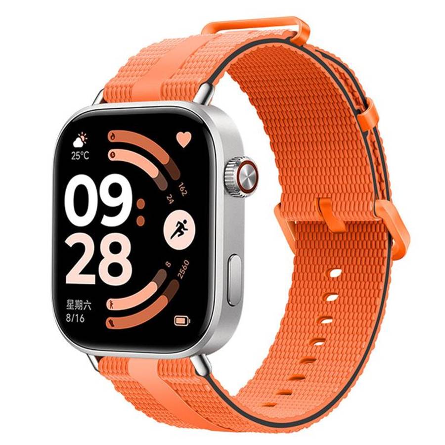 For Xiaomi Band 10 Pro / 9 Pro / Redmi Watch 6 Line Pattern Silicone Watch Band(Orange Black)