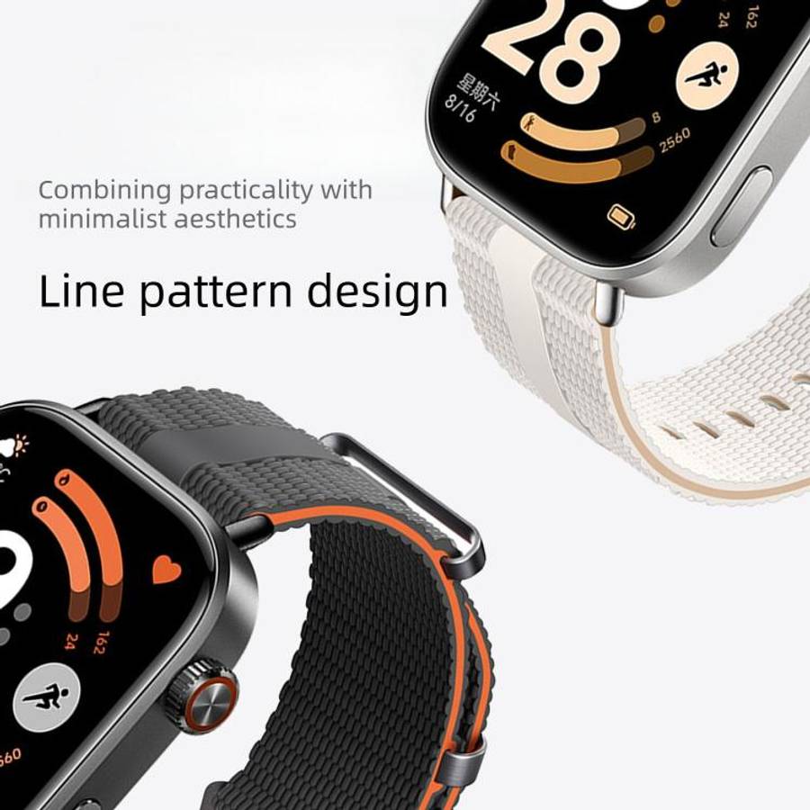 For Xiaomi Band 10 Pro / 9 Pro / Redmi Watch 6 Line Pattern Silicone Watch Band(Starlight Milky Tea)