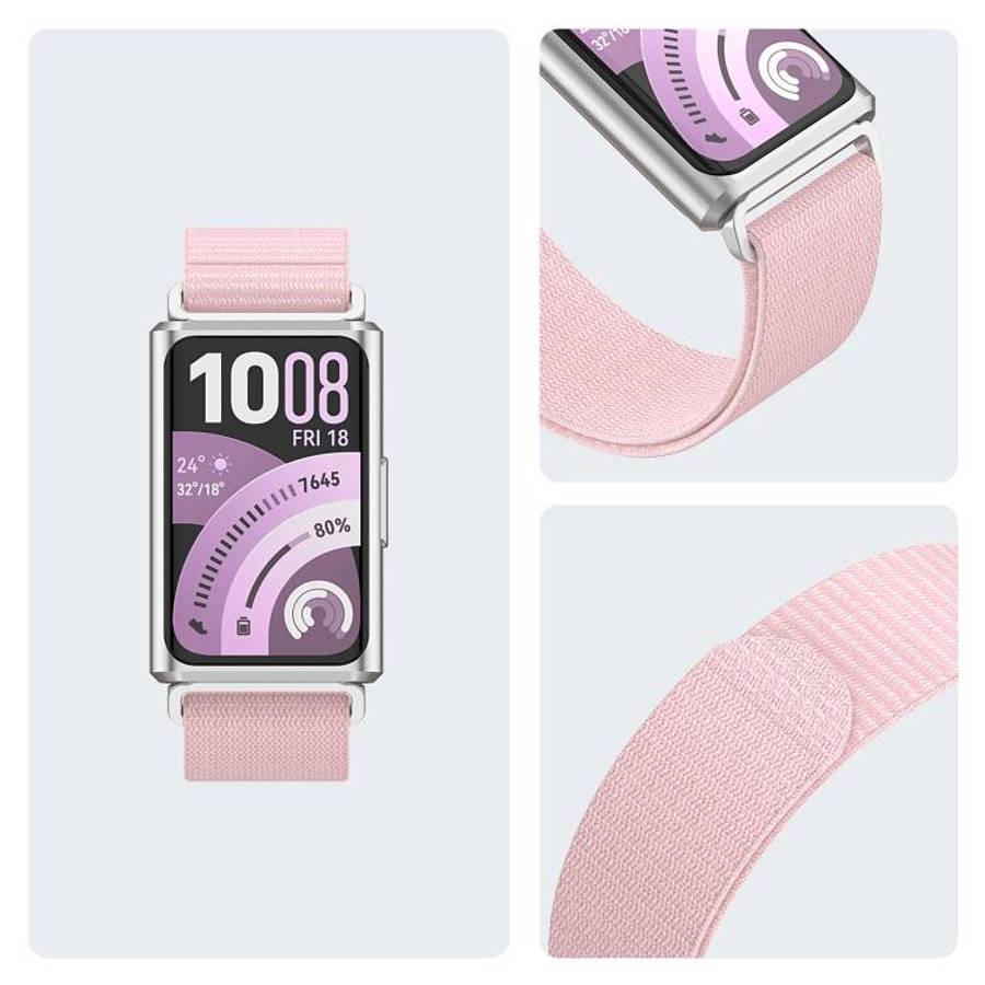 For Huawei Band 11 / Band 11 Pro Feather Light Round Tail Nylon Loop Metal Interface Watch Band(P...