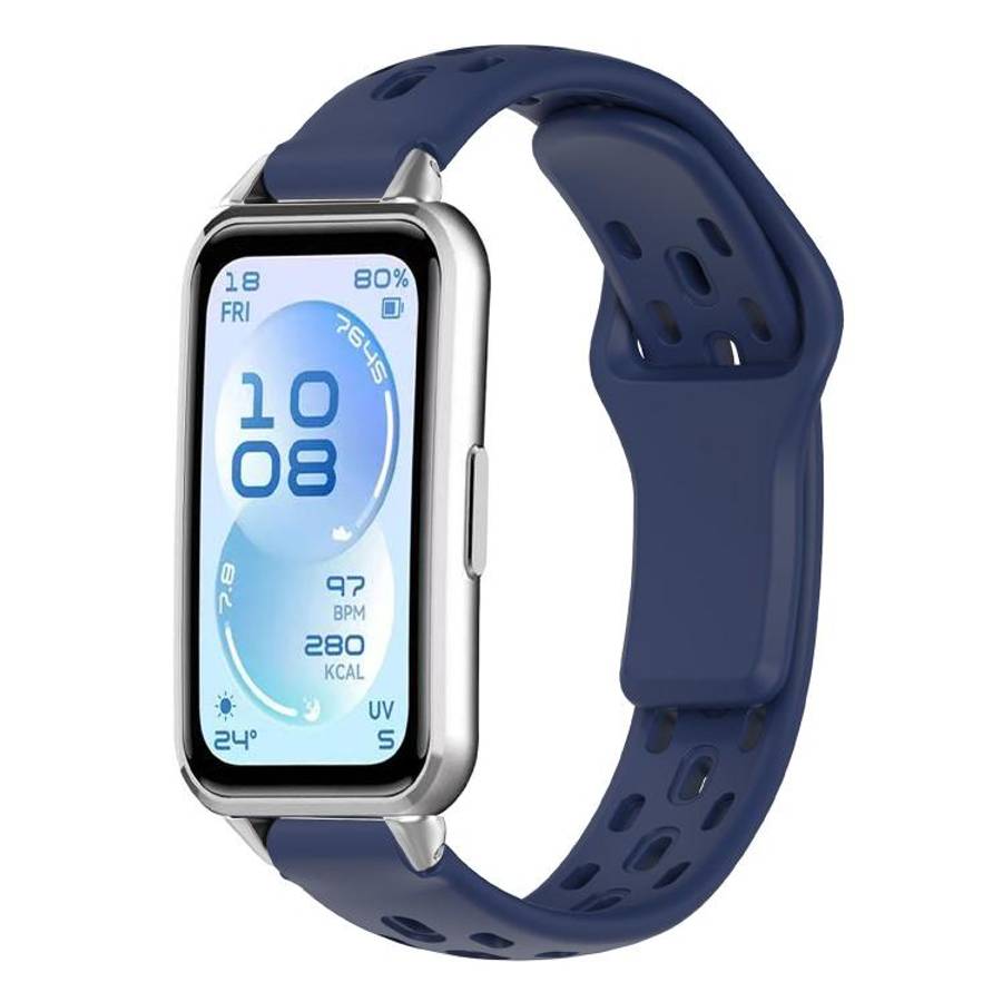 For Huawei Band 11 / Band 11 Pro Reverse Buckle Flat Perforated Breathable Silicone Watch Band(Mi...