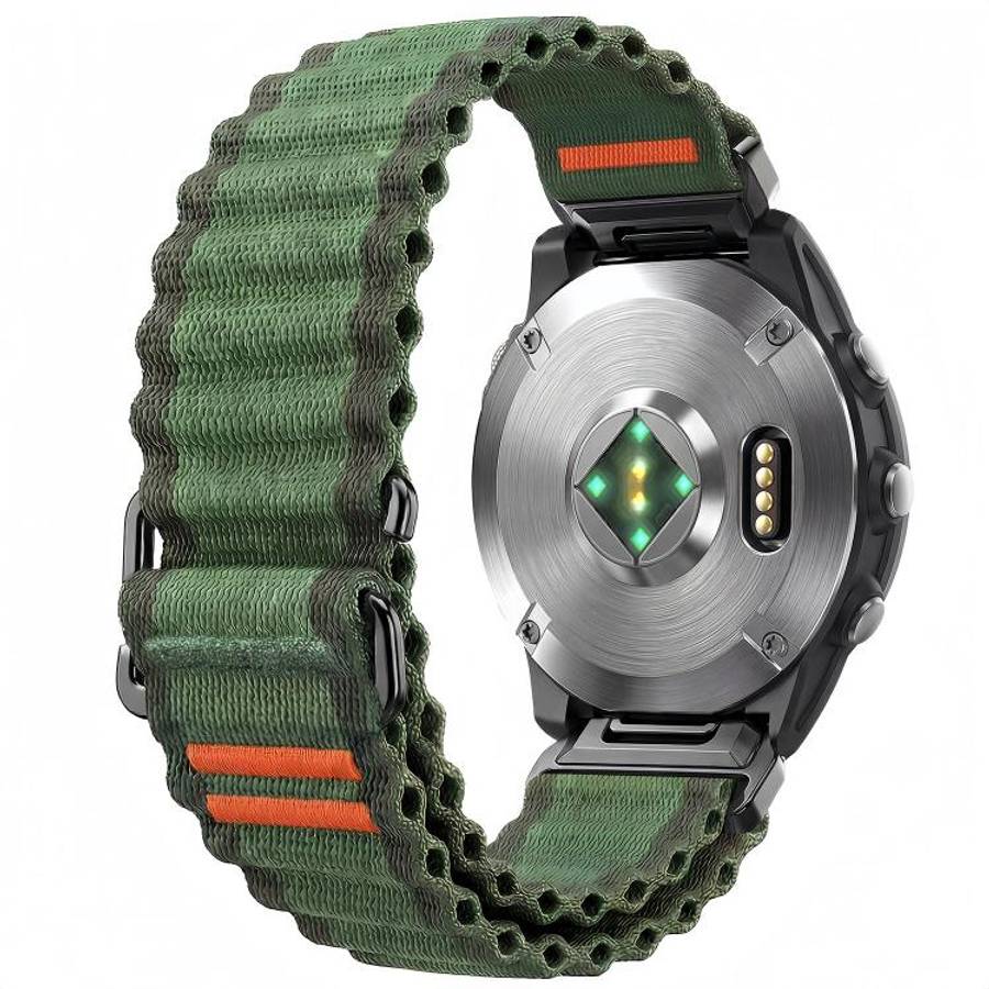 For Gamin 20mm Ocean Wave Texture Nylon Watch Band(Army Green)