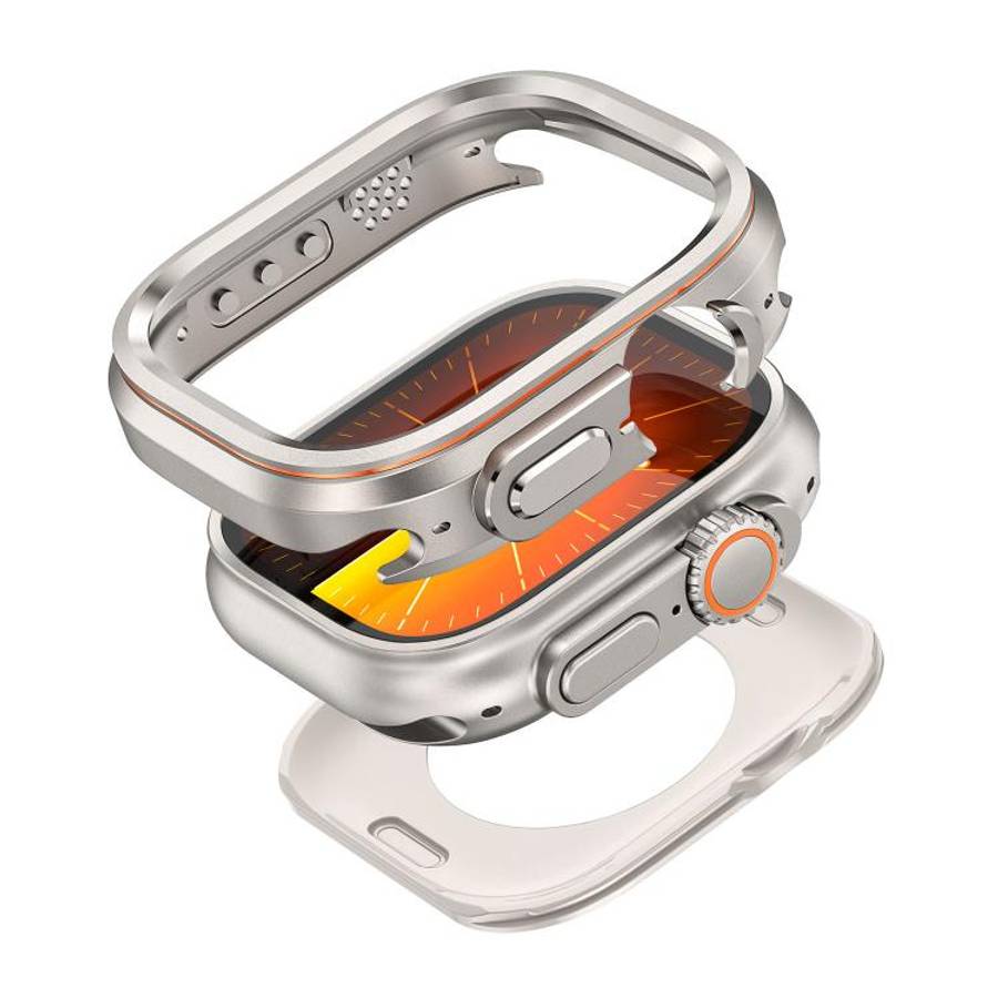 For Apple Watch Ultra 3 / 2 / 1 49mm Light Circle Style Metal Watch Protective Case(Titanium)