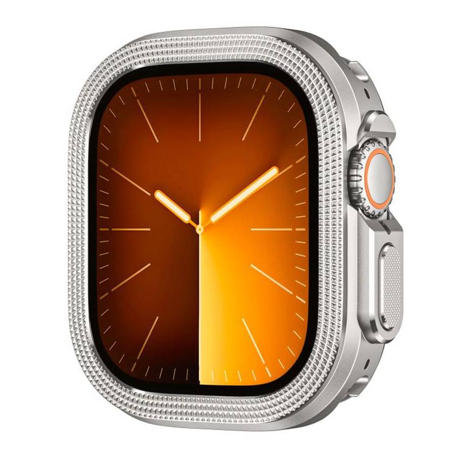 For Apple Watch Ultra 3 / 2 / 1 49mm Rhombus Texture Style Metal Watch Protective Case(Titanium)