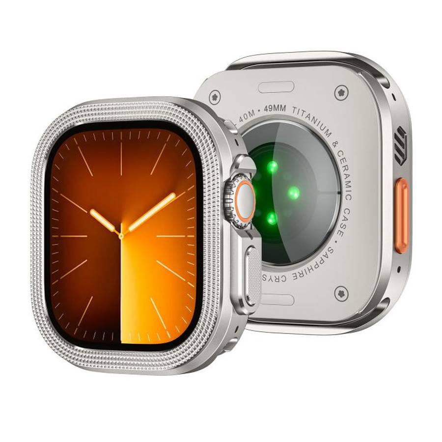 For Apple Watch Ultra 3 / 2 / 1 49mm Rhombus Texture Style Metal Watch Protective Case(Titanium)