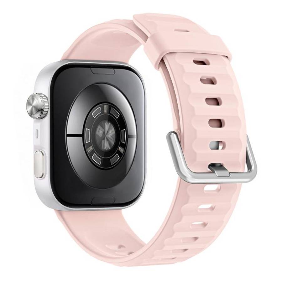 For Huawei Watch Fit 5 / Fit 5 Pro Wave Texture Solid Color Silicone Watch Band(Nebula Pink)