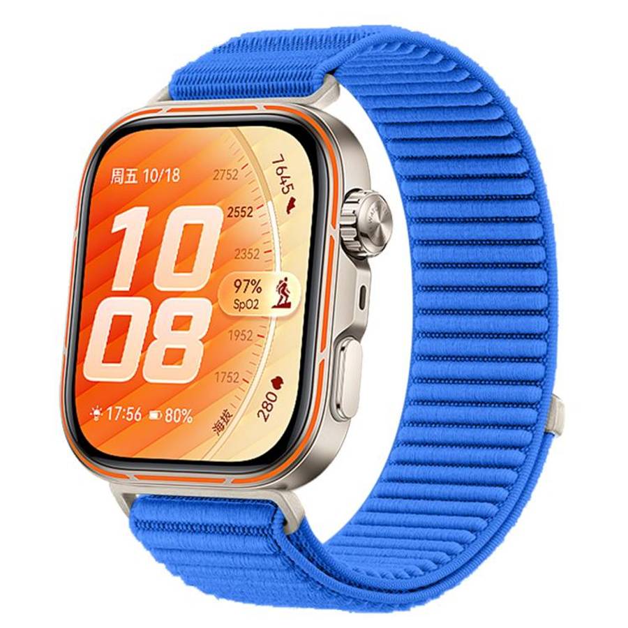 For Huawei Watch Fit 5 / Fit 5 Pro Woven Nylon Hook And Loop Fastener Metal Interface Watch Band(...