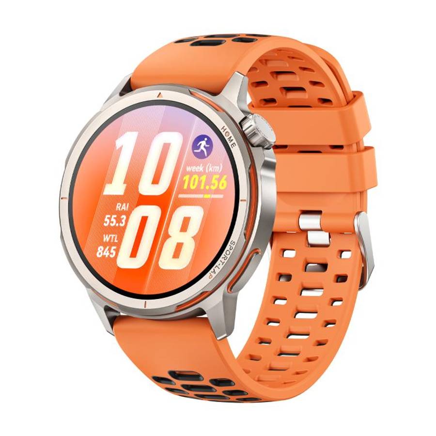 For Huawei Watch GT Runner 2 Two Color Perforated Silicone Watch Band(Orange Black)
