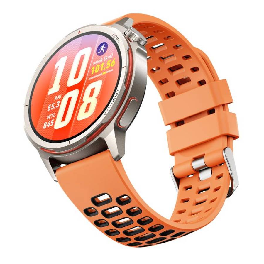 For Huawei Watch GT Runner 2 Two Color Perforated Silicone Watch Band(Orange Black)