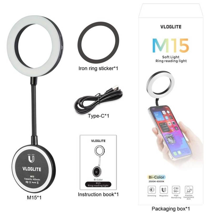 VLOGLITE M15 For Phone Reading Photography Video Lighting Mini Portable Selfie LED Light