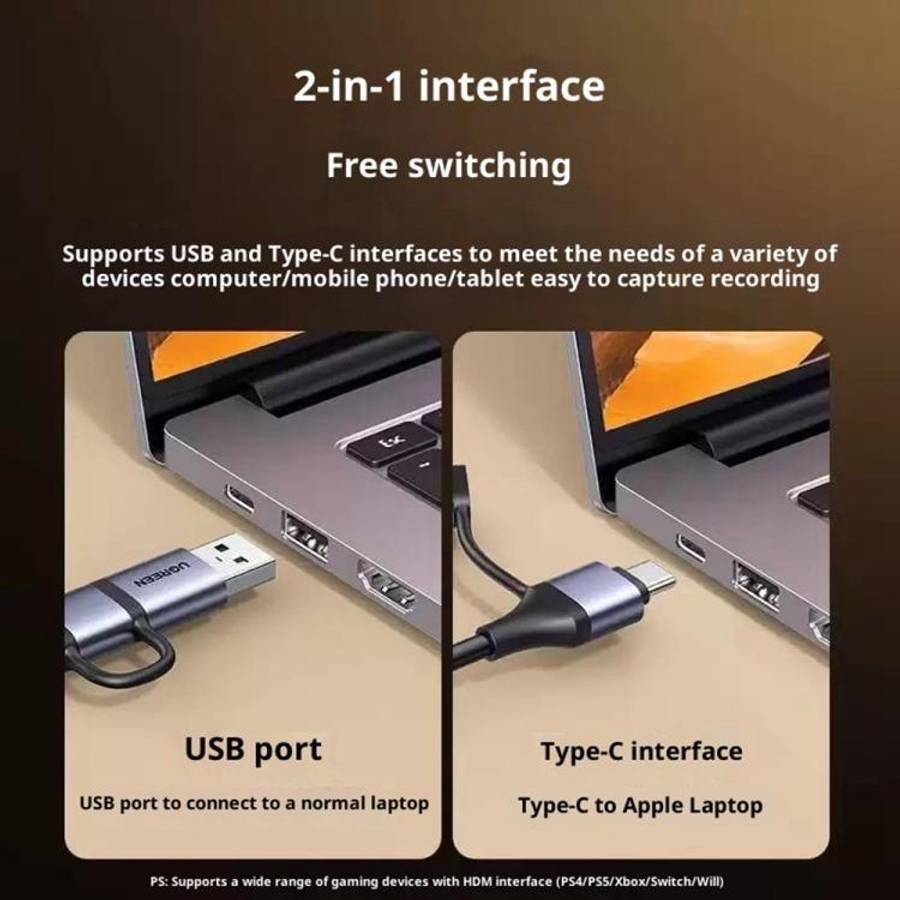 UGREEN CM726-25773 With 4K HD Loop Out USB A / USB C 2 in 1 2K / 30Hz Video Capture Card