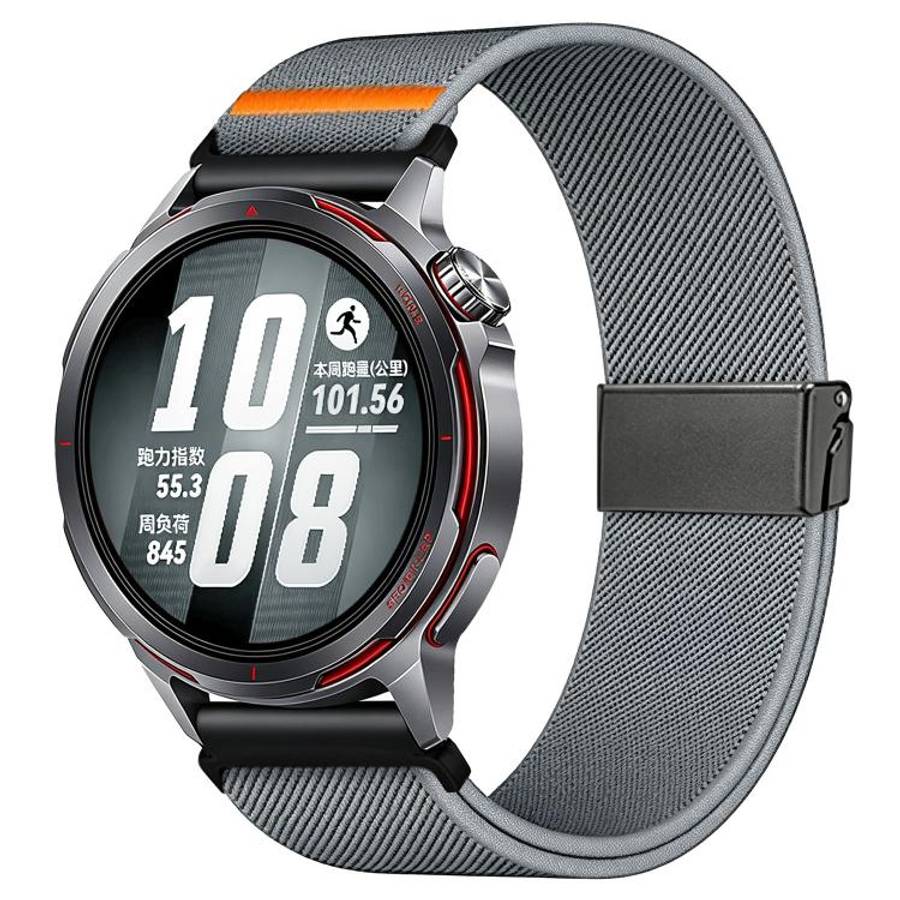 18mm Stretch Nylon Titanium Gray Fly Horse Buckle Watch Band(Blue Gray)