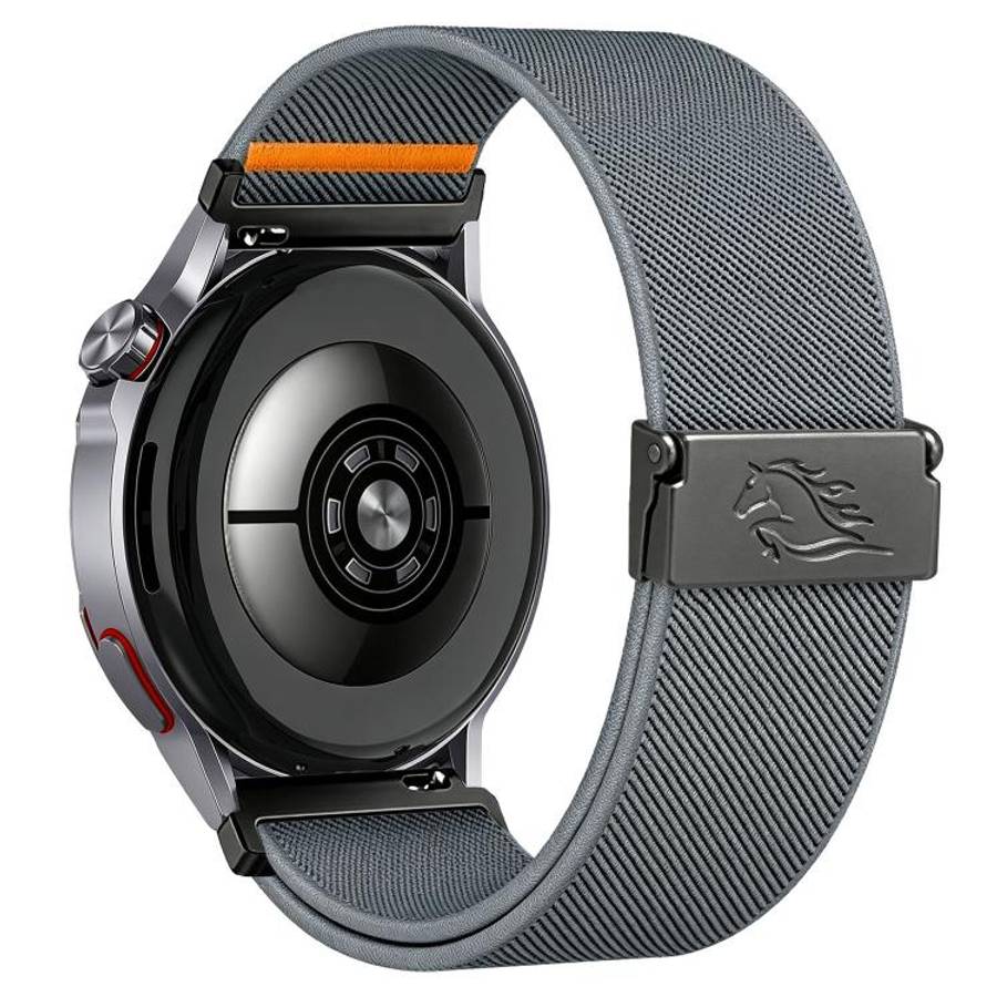 18mm Stretch Nylon Titanium Gray Fly Horse Buckle Watch Band(Blue Gray)