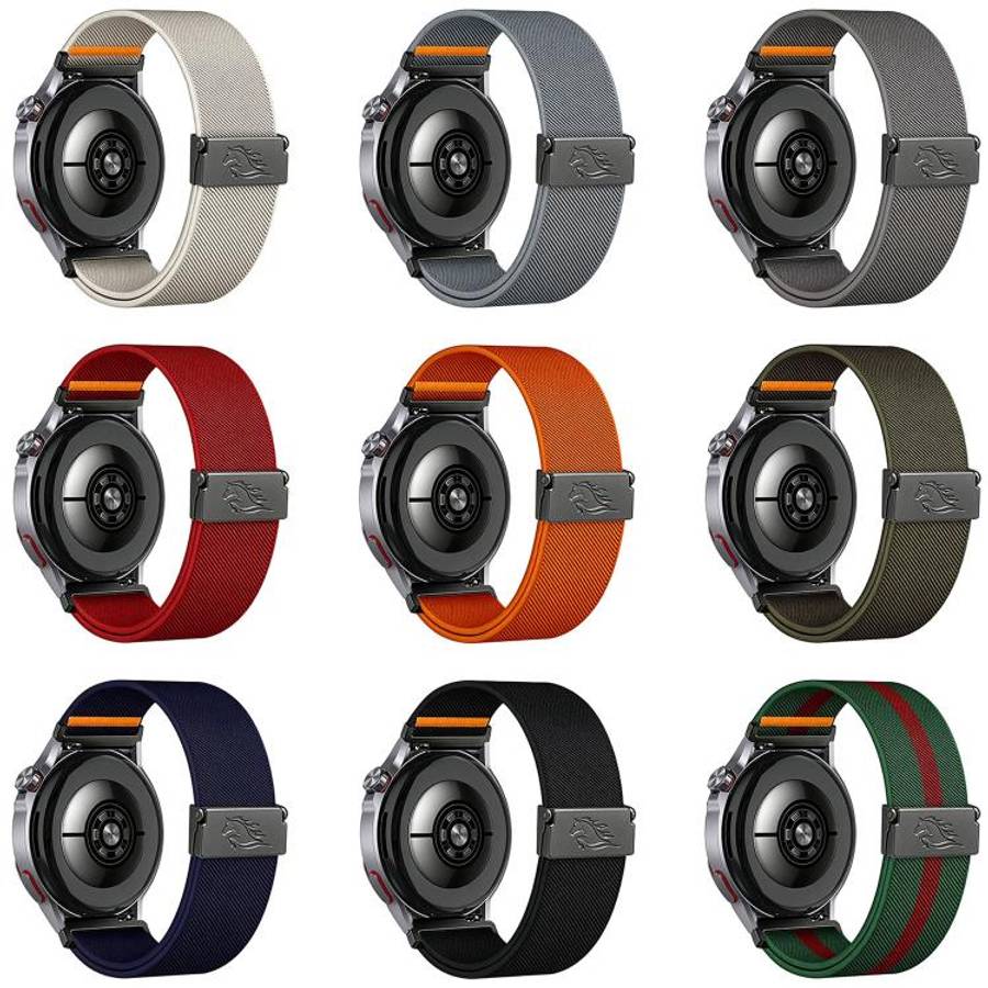18mm Stretch Nylon Titanium Gray Fly Horse Buckle Watch Band(Blue Gray)