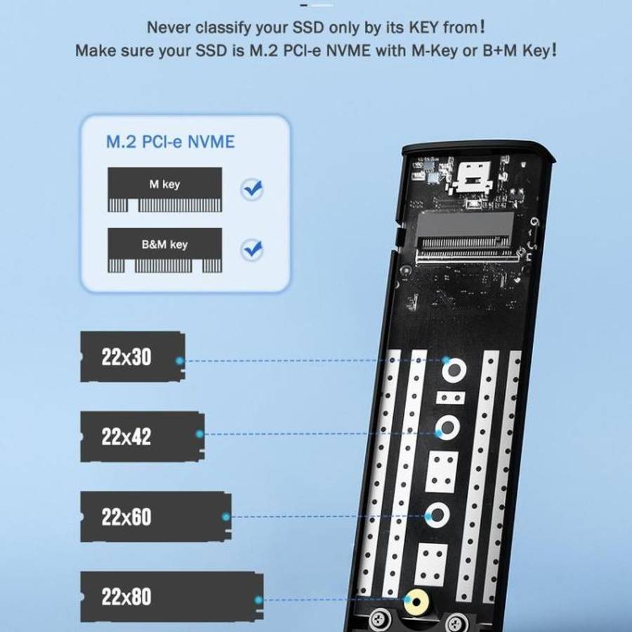 Lemorele SD1L M.2 NVMe SSD Enclosure Type-C 10Gbps Portable External Case