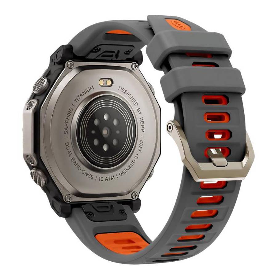 For Amazfit T-Rex Ultra 2 Quick Release Connector Wavy Two Color Silicone Watch Band(Space Gray O...