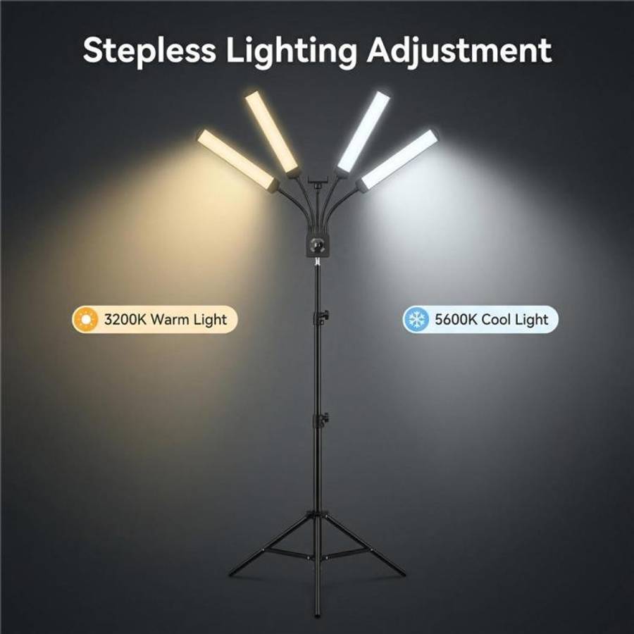 HD-150XJ 3200K-5600K Adjustable Remote Control 65W LED Photography Light 4-Arm Fill Light, Plug:U...