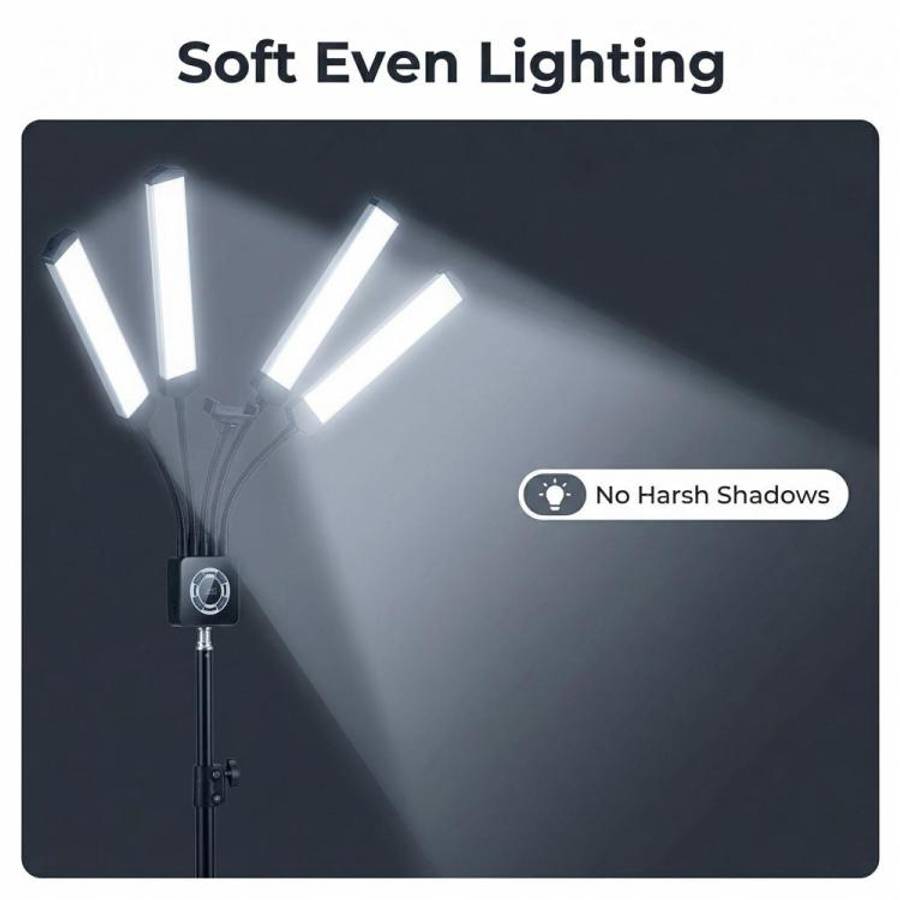 HD-150XJ 3200K-5600K Adjustable Remote Control 65W LED Photography Light 4-Arm Fill Light, Plug:U...