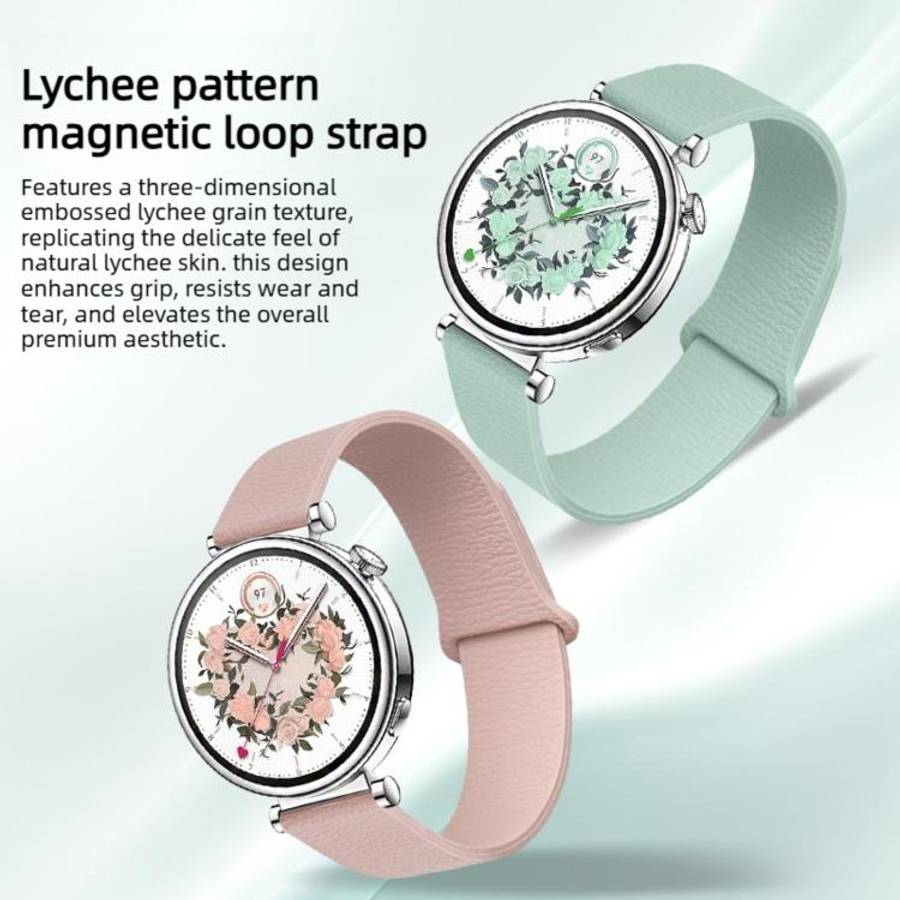 20mm Lychee Pattern Magnetic Loop Silicone Watch Band(Cloud Water Blue)