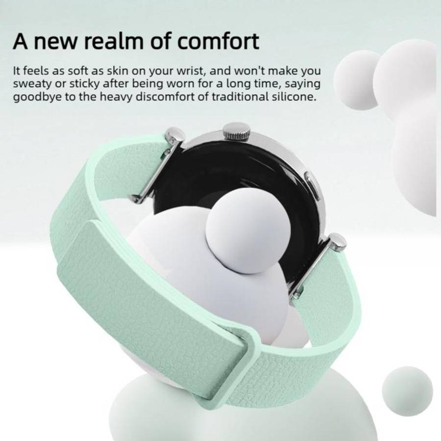 20mm Lychee Pattern Magnetic Loop Silicone Watch Band(Cloud Water Blue)